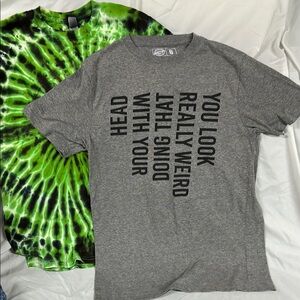 Gray Graphic Tee and tie dye tee bundle